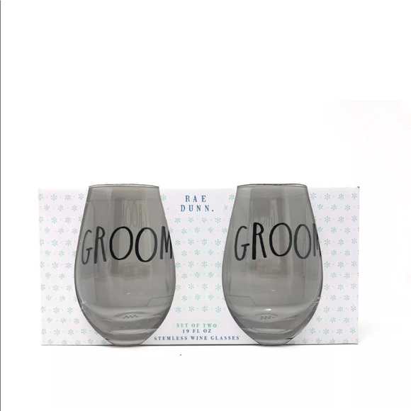 Rae Dunn Stemless Wine Glass 19oz Groom Groom Wed - Picture 1 of 1
